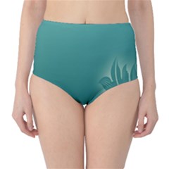 Leaf Green Blue Branch  Texture Thread High-waist Bikini Bottoms by Alisyart