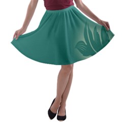 Leaf Green Blue Branch  Texture Thread A-line Skater Skirt by Alisyart