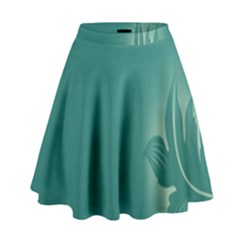 Leaf Green Blue Branch  Texture Thread High Waist Skirt