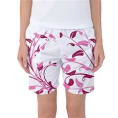 Leaf Pink Floral Women s Basketball Shorts by Alisyart