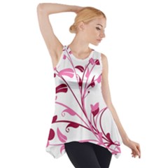 Leaf Pink Floral Side Drop Tank Tunic