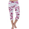 Leaf Pink Floral Capri Yoga Leggings View1