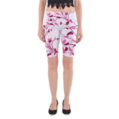 Leaf Pink Floral Yoga Cropped Leggings