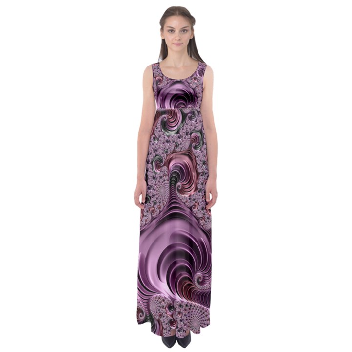 Purple Abstract Art Fractal Art Fractal Empire Waist Maxi Dress