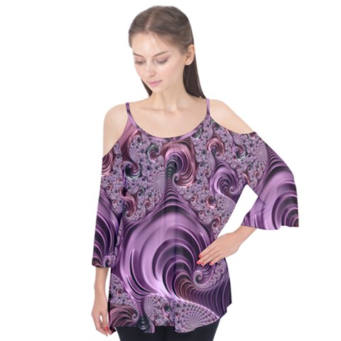 Purple Abstract Art Fractal Art Fractal Flutter Tees by Amaryn4rt