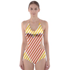 Little Valentine Pink Yellow Cut-out One Piece Swimsuit