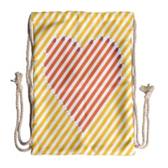 Little Valentine Pink Yellow Drawstring Bag (large) by Alisyart