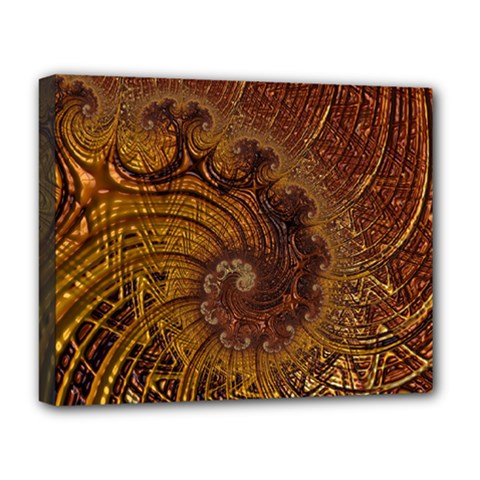 Copper Caramel Swirls Abstract Art Deluxe Canvas 20  X 16   by Amaryn4rt