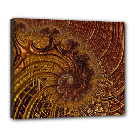 Copper Caramel Swirls Abstract Art Deluxe Canvas 24  X 20   by Amaryn4rt