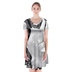 White Rose Short Sleeve V-neck Flare Dress by CreatedByMeVictoriaB