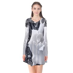 White Rose Long Sleeve V-neck Flare Dress by CreatedByMeVictoriaB