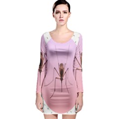 Mosquito Pink Insect Blood Long Sleeve Bodycon Dress by Alisyart