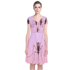 Mosquito Pink Insect Blood Short Sleeve Front Wrap Dress by Alisyart