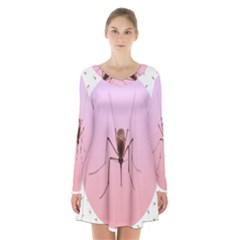 Mosquito Pink Insect Blood Long Sleeve Velvet V-neck Dress by Alisyart