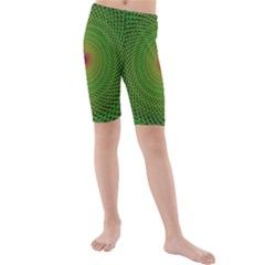 Green Fractal Simple Wire String Kids  Mid Length Swim Shorts by Amaryn4rt