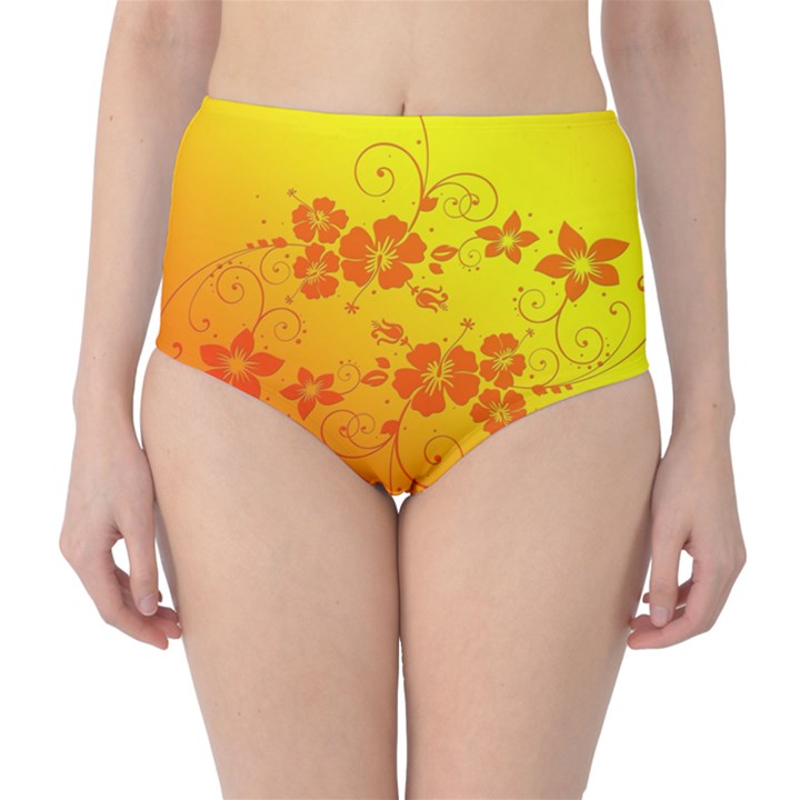 Flowers Floral Design Flora Yellow High-Waist Bikini Bottoms
