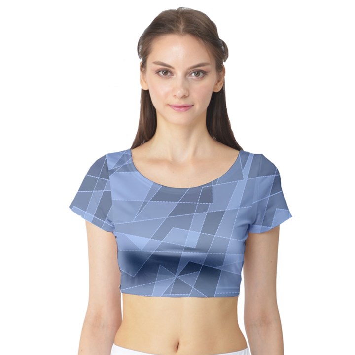 Lines Shapes Pattern Web Creative Short Sleeve Crop Top (Tight Fit)