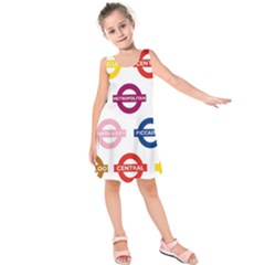 Underground Signs Tube Signs Kids  Sleeveless Dress by Amaryn4rt