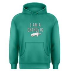 Green I Am A Catholic Cat  Men s Pullover Hoodie