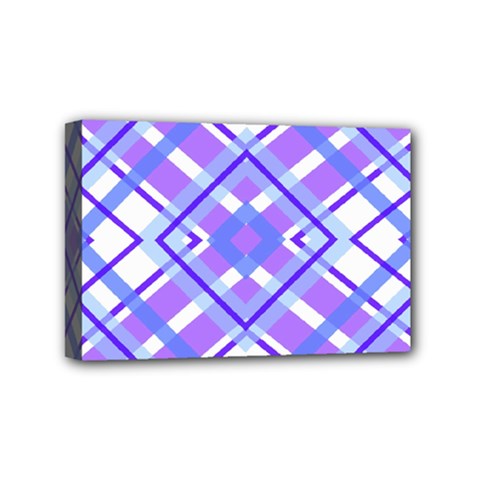 Geometric Plaid Pale Purple Blue Mini Canvas 6  X 4  by Amaryn4rt