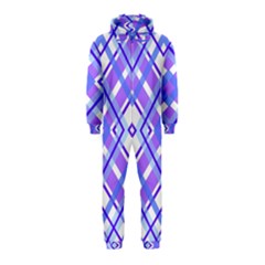 Geometric Plaid Pale Purple Blue Hooded Jumpsuit (kids)