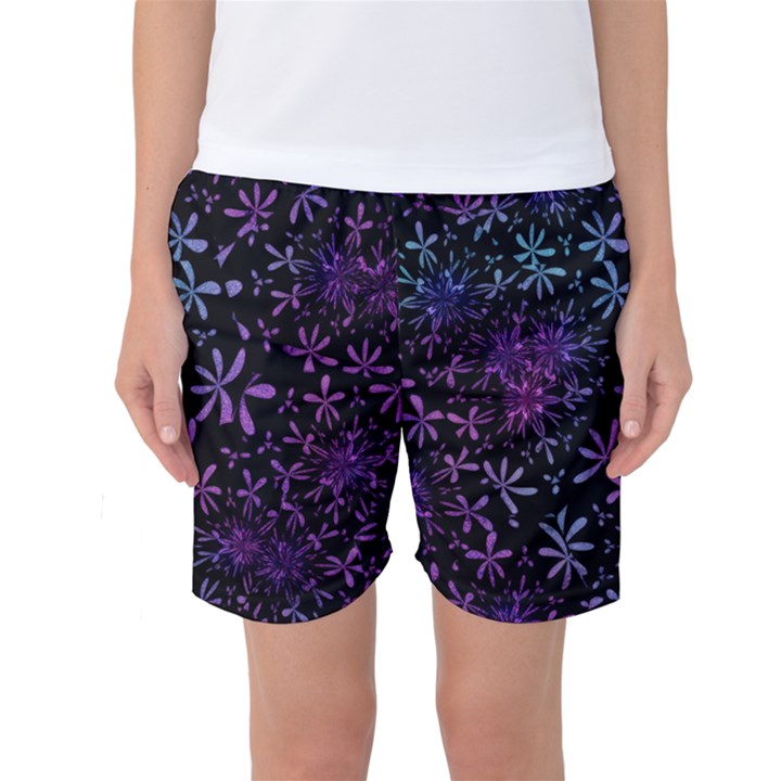 Retro Flower Pattern Design Batik Women s Basketball Shorts