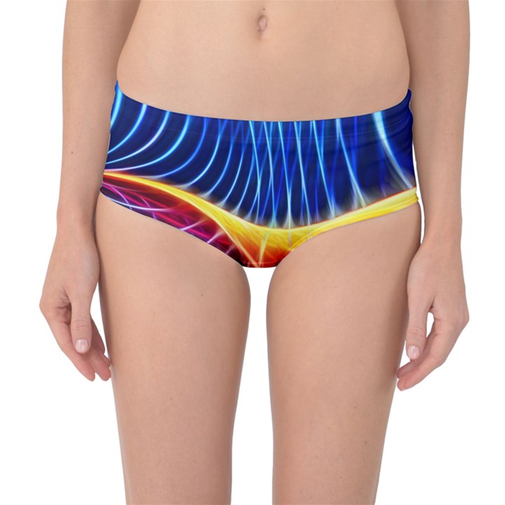 Color Colorful Wave Abstract Mid-Waist Bikini Bottoms