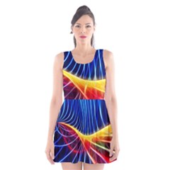 Color Colorful Wave Abstract Scoop Neck Skater Dress