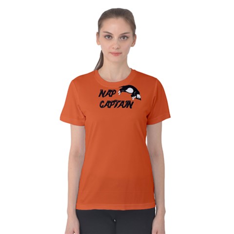 Orange Nap Captain Cat  Women s Cotton Tee by FunnySaying