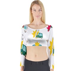 Accident Crash Car Cat Animals Long Sleeve Crop Top