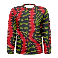 African Fabric Red Green Men s Long Sleeve Tee