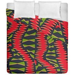 African Fabric Red Green Duvet Cover Double Side (california King Size)