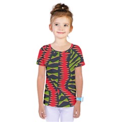 African Fabric Red Green Kids  One Piece Tee