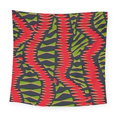 African Fabric Red Green Square Tapestry (large)