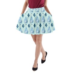 Ace Hibiscus Blue Diamond Plaid Triangle A-line Pocket Skirt
