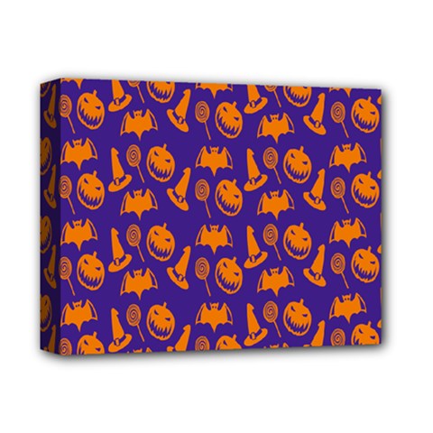 Witch Hat Pumpkin Candy Helloween Purple Orange Deluxe Canvas 14  X 11 