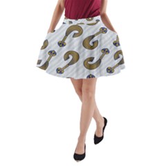 African Fabric Hair Wave Chevron A-line Pocket Skirt