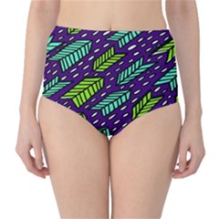 Arrows Purple Green Blue High-waist Bikini Bottoms