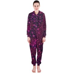 Retro Flower Pattern Design Batik Hooded Jumpsuit (ladies) 