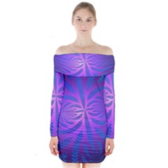 Background Brush Particles Wave Long Sleeve Off Shoulder Dress