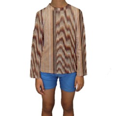 Wood Grain Texture Brown Kids  Long Sleeve Swimwear