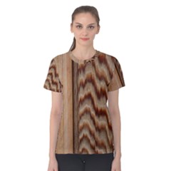 Wood Grain Texture Brown Women s Cotton Tee