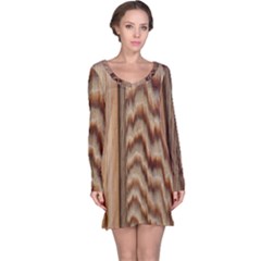 Wood Grain Texture Brown Long Sleeve Nightdress