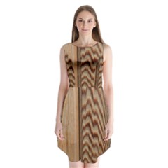 Wood Grain Texture Brown Sleeveless Chiffon Dress  