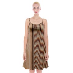 Wood Grain Texture Brown Spaghetti Strap Velvet Dress