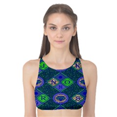 African Fabric Number Alphabeth Diamond Tank Bikini Top