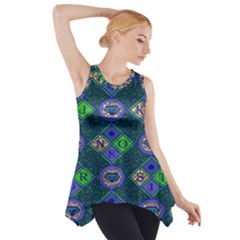 African Fabric Number Alphabeth Diamond Side Drop Tank Tunic