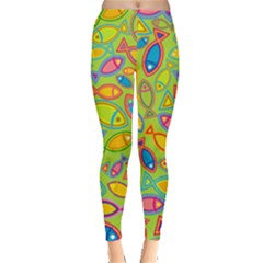 Animals Fish Green Pink Blue Green Yellow Water River Sea Leggings  by Alisyart