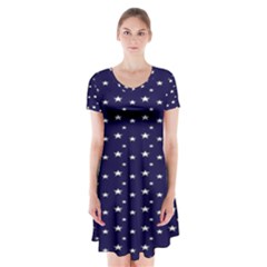 Blue Star Short Sleeve V-neck Flare Dress