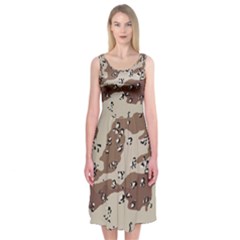 Camouflage Army Disguise Grey Brown Midi Sleeveless Dress by Alisyart